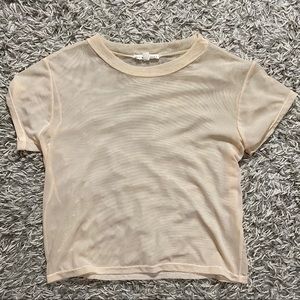 PacSun Cream/Light Pink Mesh Crop Top